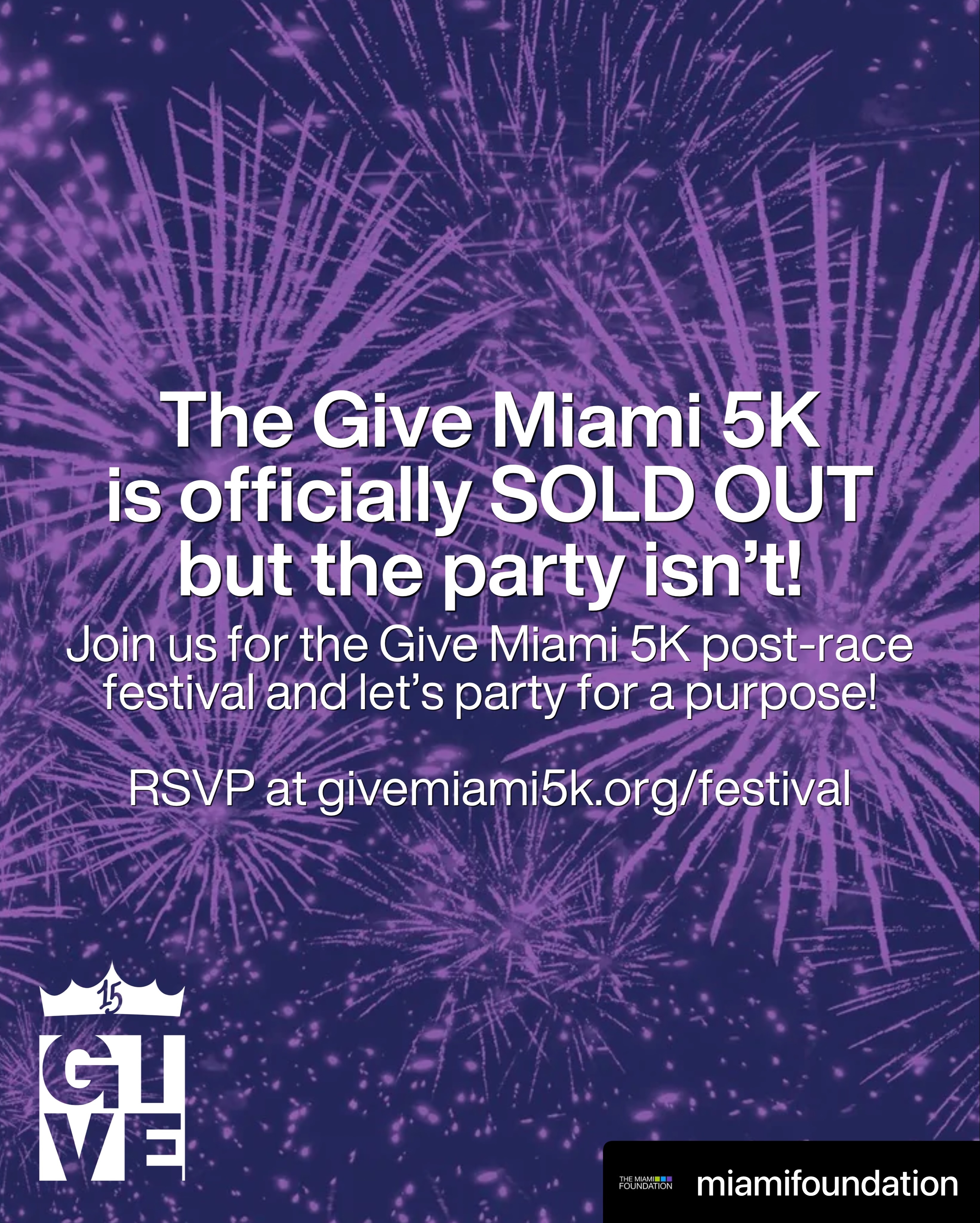 #REPOST• @miamifoundation The Give Miami 5K is officially SOLD OUT! 🎉 But