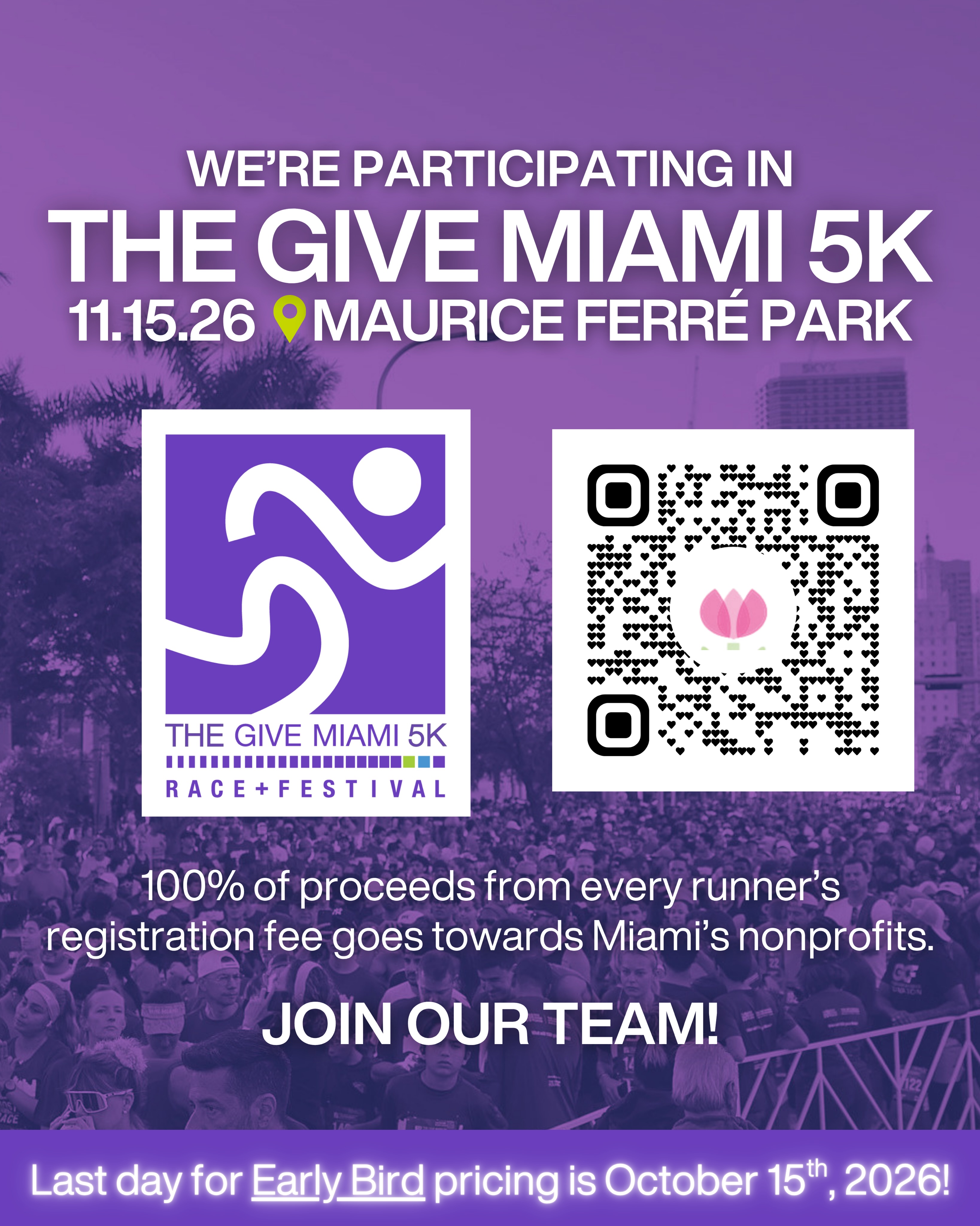 🏃‍♀️💜 We’re participating in the 2026 Give Miami 5K, and we want