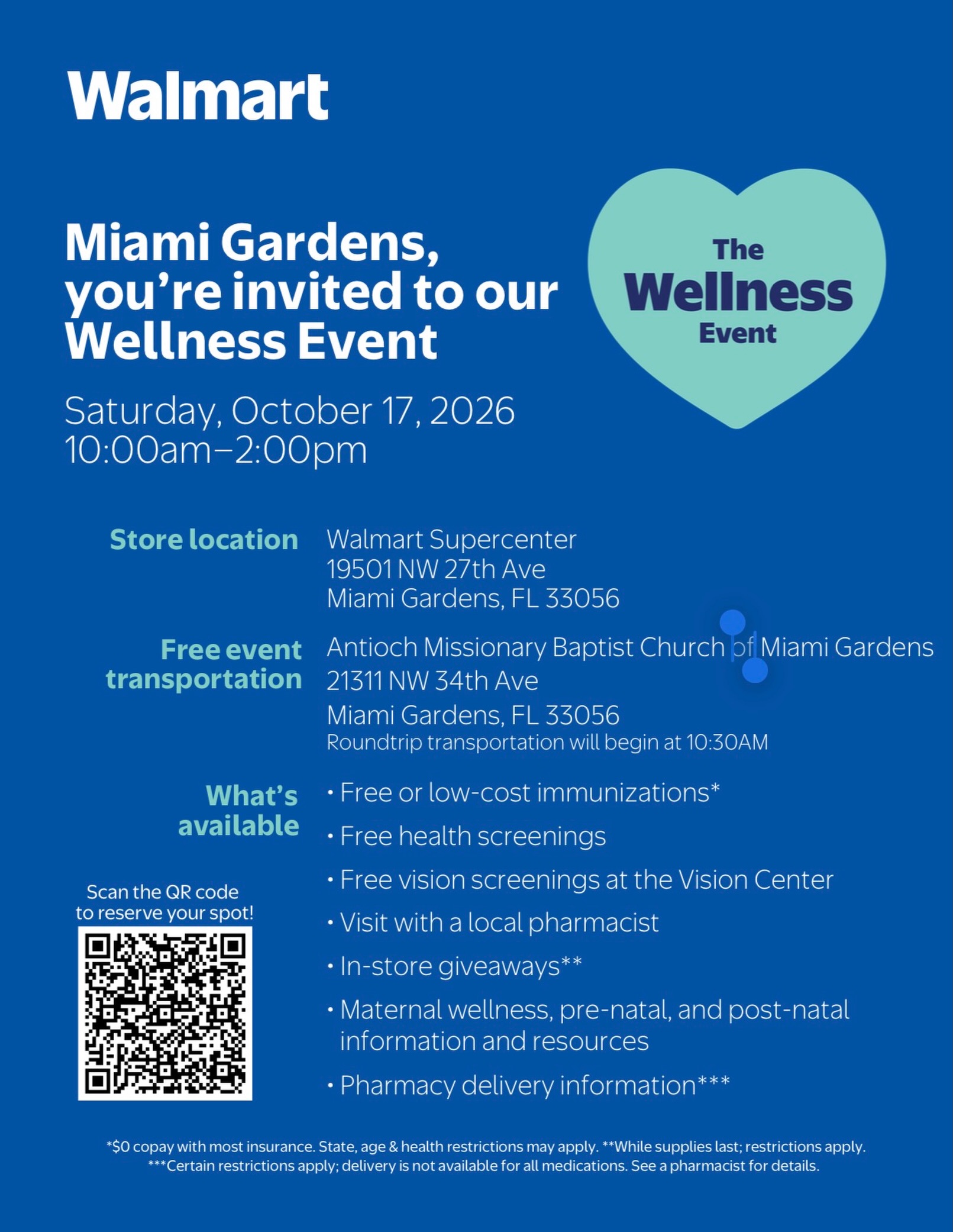 Miami Gardens, make time for your health! 💙 Walmart’s Wellness Event will